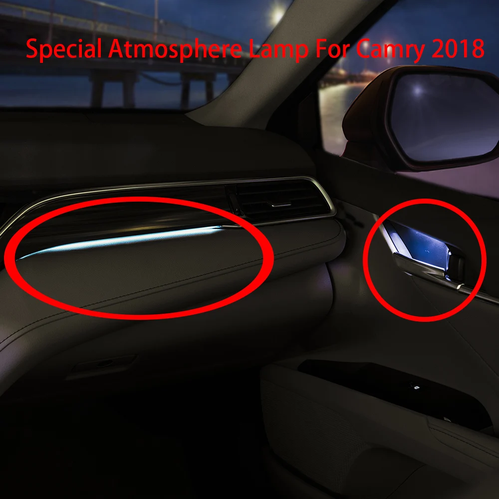 

For Toyota Camry 2017 2018 XV70 Car Refit Co-pilot Atmosphere Light Lamp Interior Ambient Optical Fiber Bright Car Styling