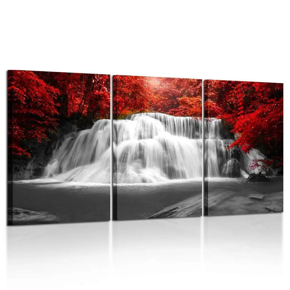 Canvas-Painting-Living-Room-Wall-Art-3-Pieces-Red-Woods-Trees-Waterfall-Pictures-Modular-Prints-Scenery (3)