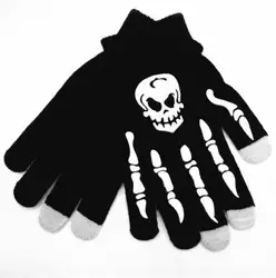 Тактический трогательно Экран перчатки новая зимняя Для мужчин перчатки Череп в виде кости флип Утепленная одежда перчатки Guantes De Cuero