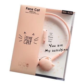 

Lovely Computer Face Cat Wired Headphones With Microphone Kids Children Phone Headset Earphones For Watch Video Live broadcast
