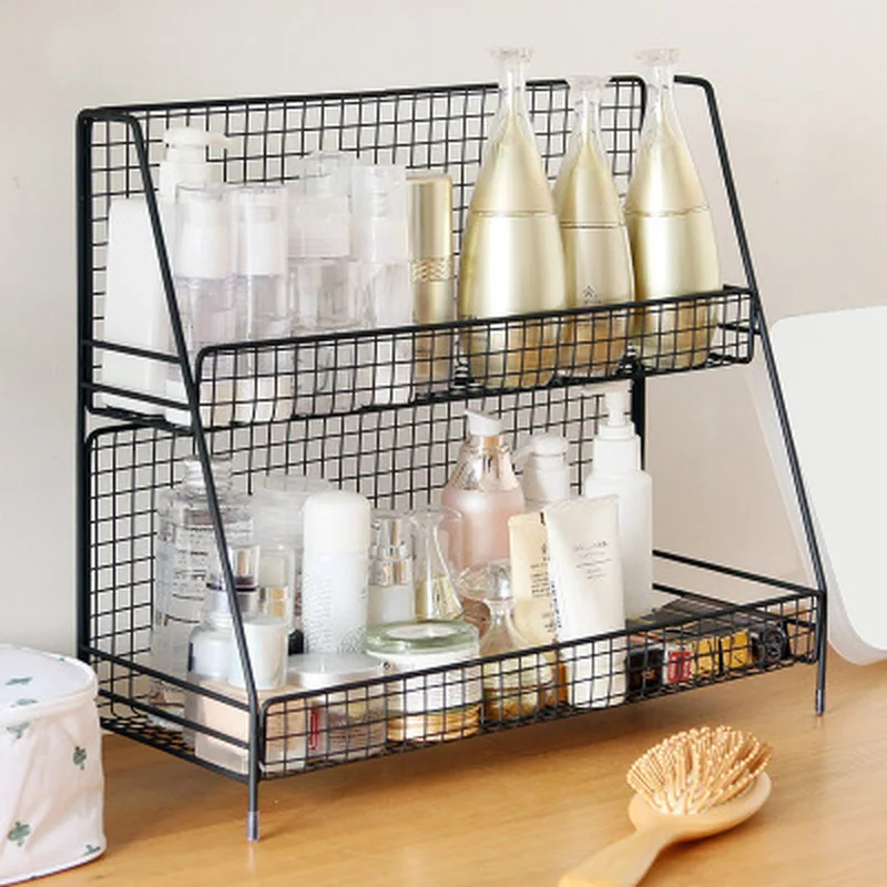 متعددة الوظائف مزدوجة طبقة أشتات تخزين حامل و رف المطبخ حديقة الحمام سطح المكتب ماكياج المعادن المنظم عرض الرف