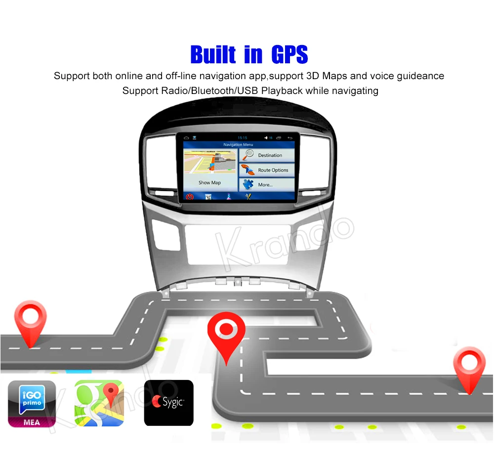 Clearance Krando Android 8.1 9" Big screen car multimedia player for hyundai H1 Grand Starex 2016 GPS navigation radio stereo BT wifi 2