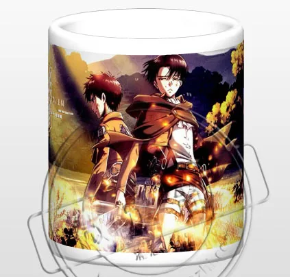 

New Attack on Titan Levi Eren Jaeger Ceramic Coffee Mug White Color Or Color Changed Cup