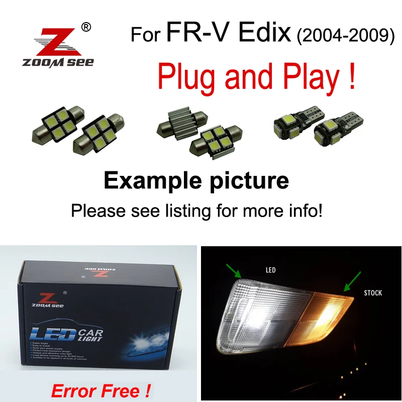 

11pcs LED interior dome map light + License plate bulb + Parking lamp for Honda for FR-V for Edix (2004-2009)
