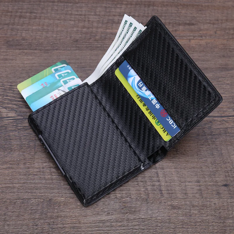 

Metal and Leather Man Credit Card Holder Business Name Card Case Metal Card Holder Pop Up Cover For Men and Women