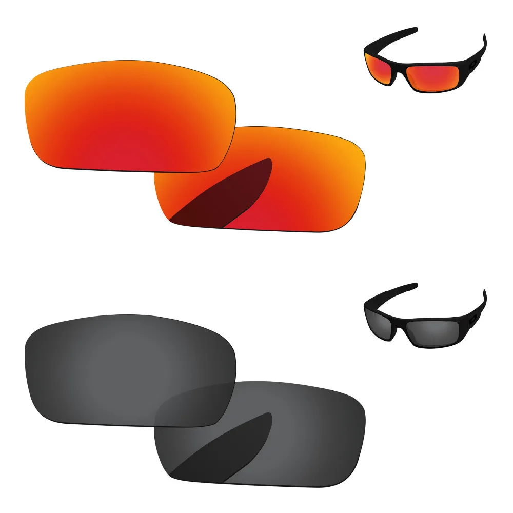 Черный и огонь красный 2 пары Поляризованные замена оптические стёкла для коленчатого вала солнцезащитные очки женщин рамки 100% UVA и UVB