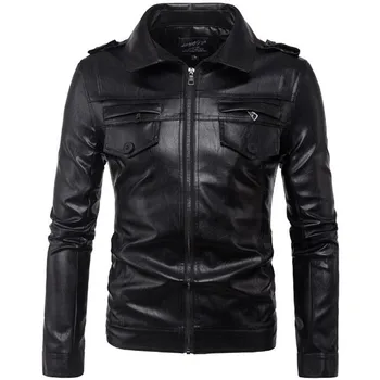 

Men's PU Jackets Coats Motorcycle Leather Jacket Men Autumn Spring Faux Leather Clothing Male Black Casual Clothes Plus Size 5XL