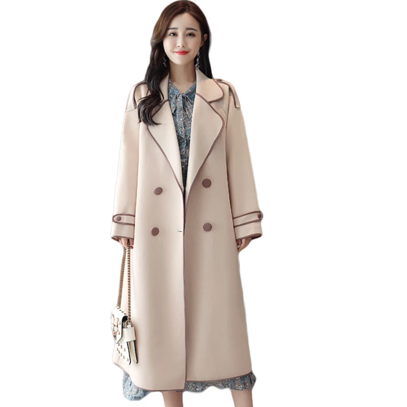 Trench Coat For Womens 2018 New Spring Autumn Double-breasted Windbreaker Female Belt Slim Plus Size Long Tops D297 | Женская одежда