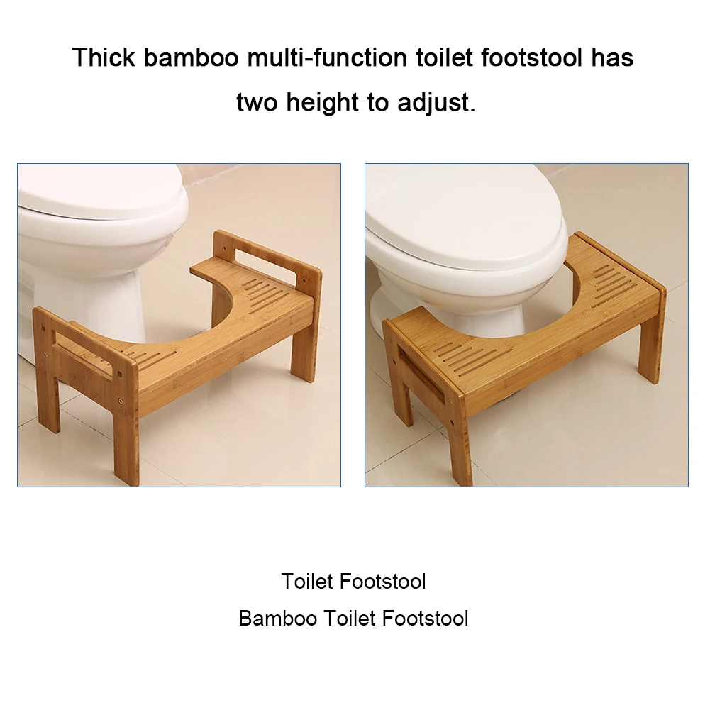 Регулируемая высота подставка для ног ванная комната туалет табурет толстый бамбуковый Туалет табуре для ребенка и беременных