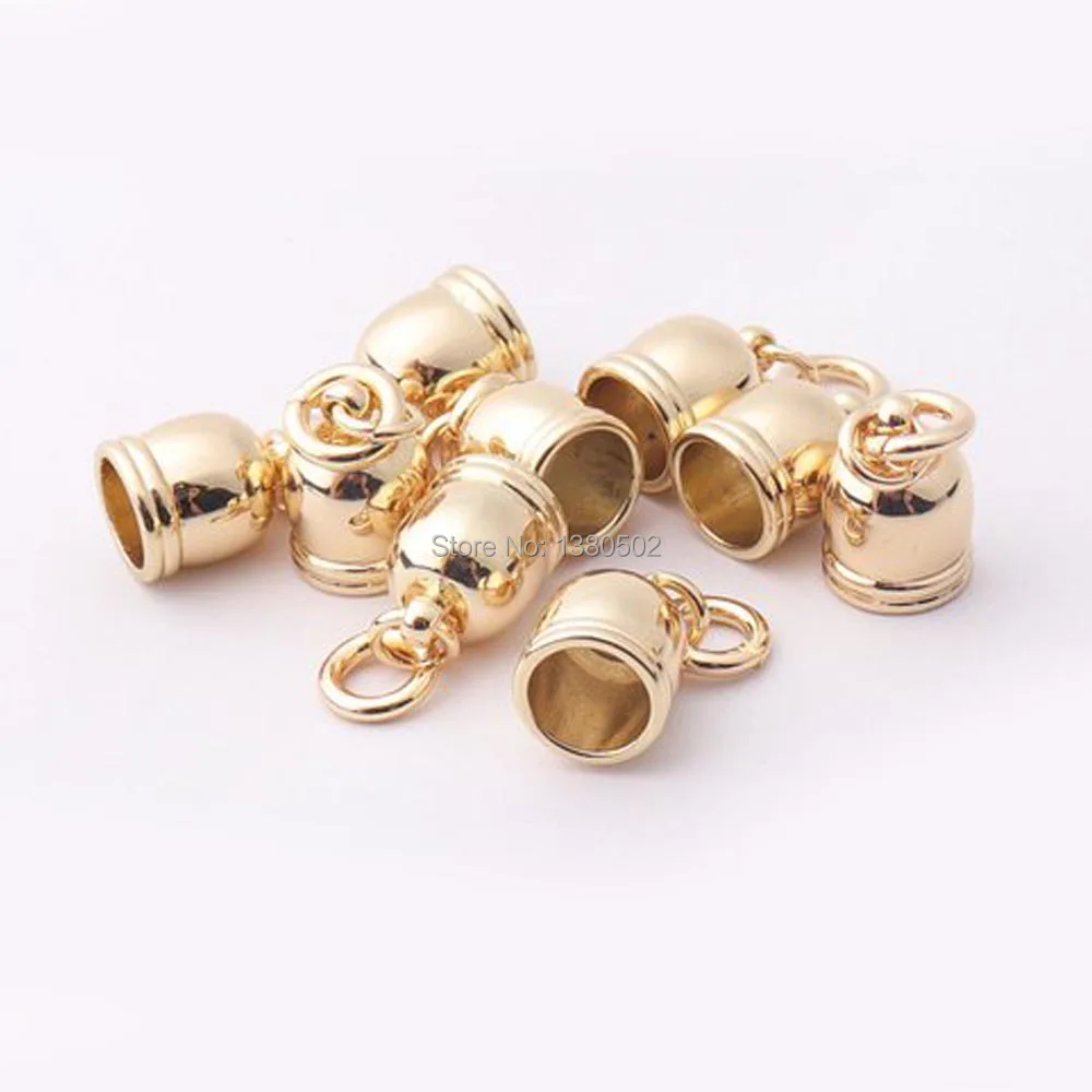 10pcs/lot Gold color Metal End Caps Round Cord End Clasps Connectors
