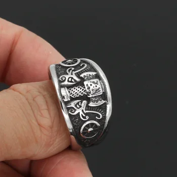 

men stainless steel norse viking thor hammer MJOLNIR with goat amulet ring viking jewelry