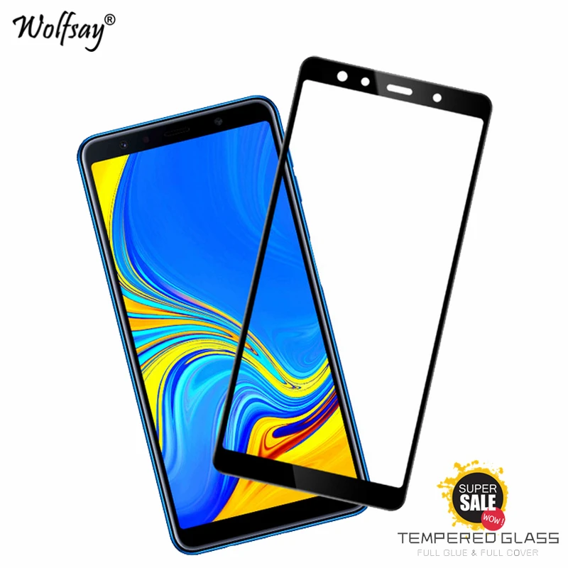 

2PCS Full Glue Cover Glass For Samsung Galaxy A7 2018 Screen Protector Tempered Glass For Samsung Galaxy A7 2018 Phone Film A750