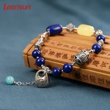 Leensun ювелирные изделия, ручной работы 925 серебро с Браслет Лазурит/браслет подарок для женщин