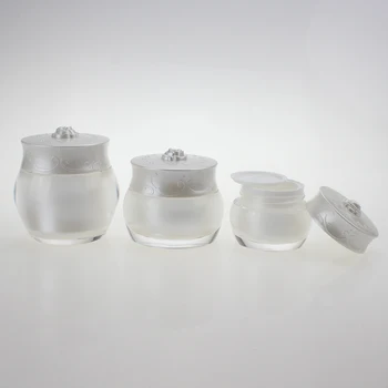 

Pink and pearl white acrylic cosmetic jar 35g, sale well 35g cosmetic packaging containers