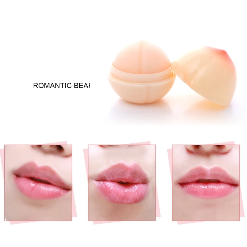 

Romantic Bear New Cute Makeup Peach Shape Moisturizer Nutritious Lip Balm Long Lasting Lips Care Brand Lipstick Balm