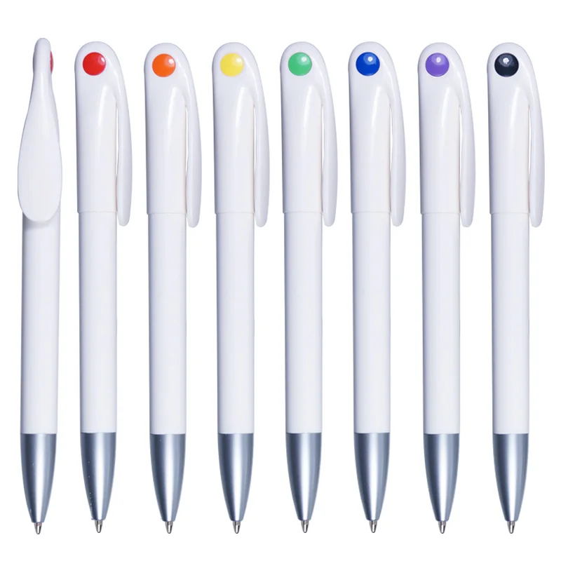 500 pcs/lot promotional pens with print logo plastic white ballpoint