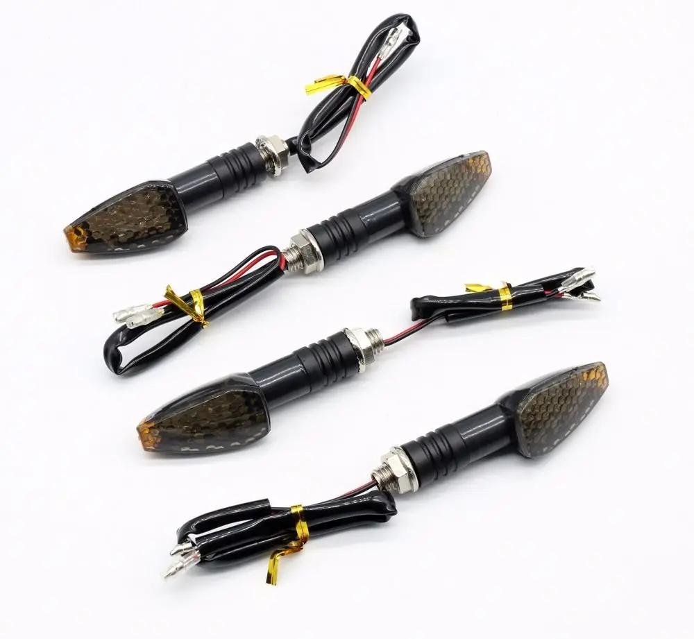Mayitr 4pcs Motorcycle Amber LED Turn Signal Very Bright Indicator Lamp For Honda Kawasaki Suzuki Street Bike Scooter