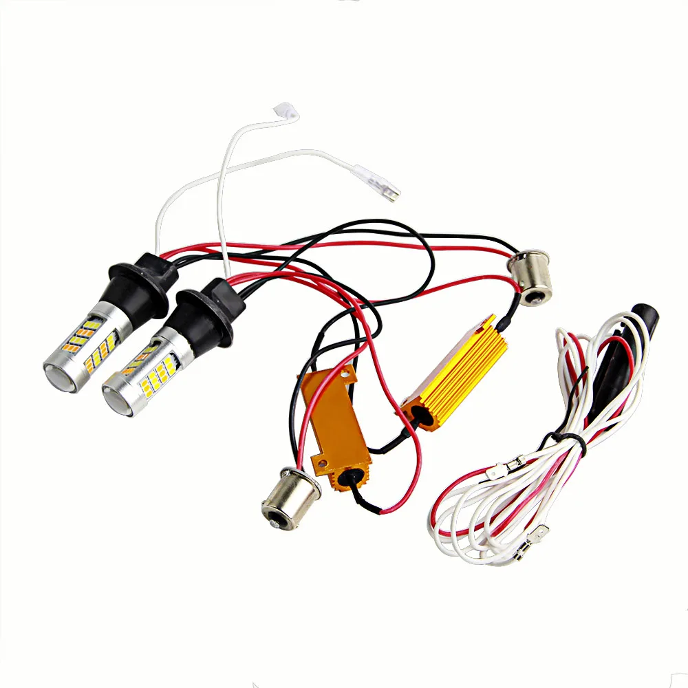 2PCS Daytime Running Light 1156 P21W BAU15S PY21W W21W WY21W 7440 LED Turn Signal DRL Error Free Canbus DayLight Fog Lights
