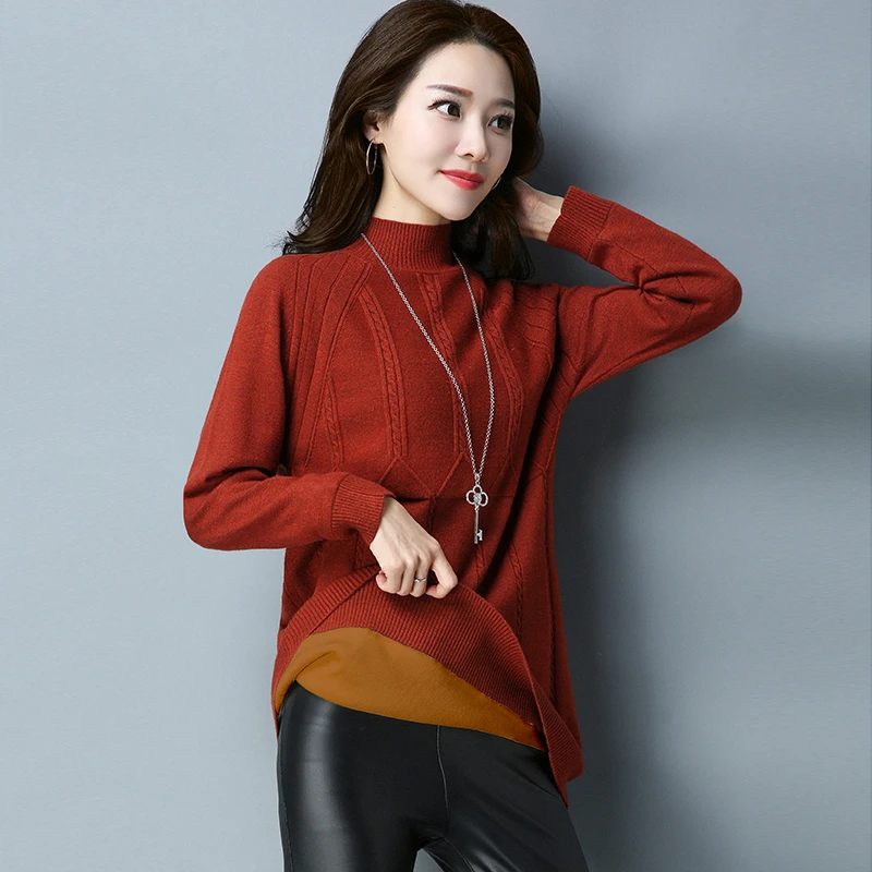  2018 Women Winter Plus Size 3XL Thick Velvet New Fashion Knitted Sweater Female Slim Warm Mother Cl