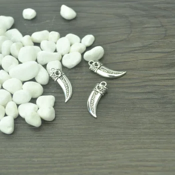 

20 pcs Antique tibetan Silver ox horn Charms metal Pendants for Jewelry Making DIY Handmade Craft 23*9mm 42104B