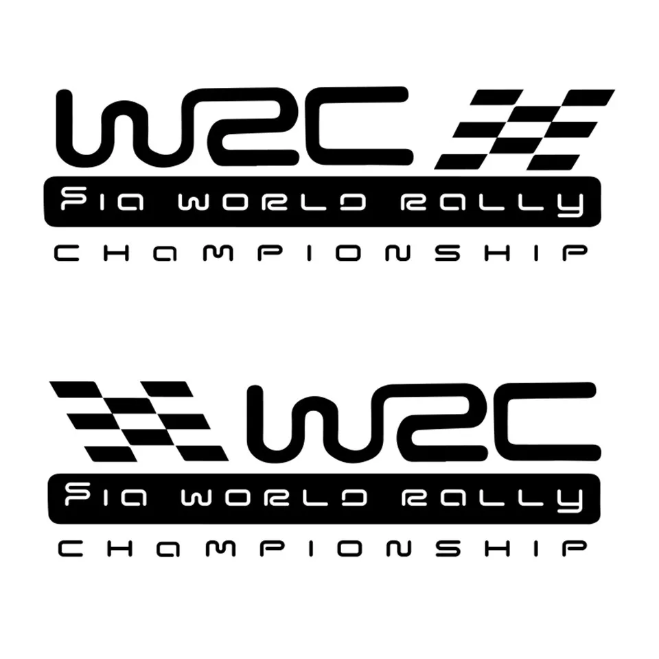 LOEN 2PCS! Waterproof Red Black White Sticker WRC World Rally Championship Sport Racing Car Styling Sticker BlackSilverLaser (2)