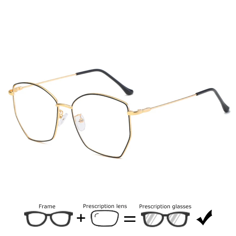 Finished Myopia Glasses Men Women Polygonal Metal Frame Personality Eyewear Prescription Spectacles Computer Ultralight |