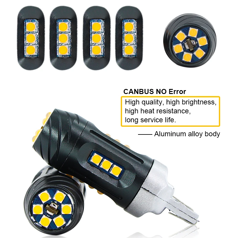 2 шт. светодиодный светильник CanBus No Error T20 7440 WY21W 7444 с сигналом поворота автомобиля, передний и задний светильник, No Hyper Flash 2100lm желтый@ 12V CANBUS