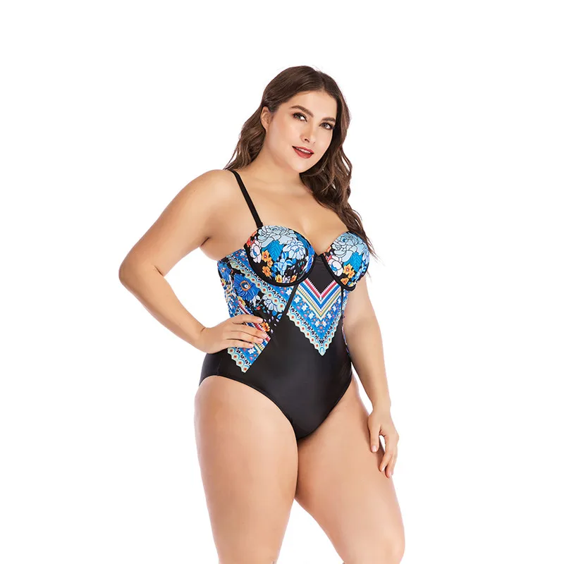 One Piece Swimsuit Plus Size Swimwear Women Push Up Bathing Suit WITH Wire Monokini Bodysuit Beach Wear High Cut Swim Suit