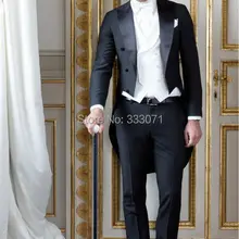 Портной сделанный итальянский стиль Morning фрак черный двубортный смокинг жениха 3 шт Мужские свадебные костюмы джентльмен костюм Terno