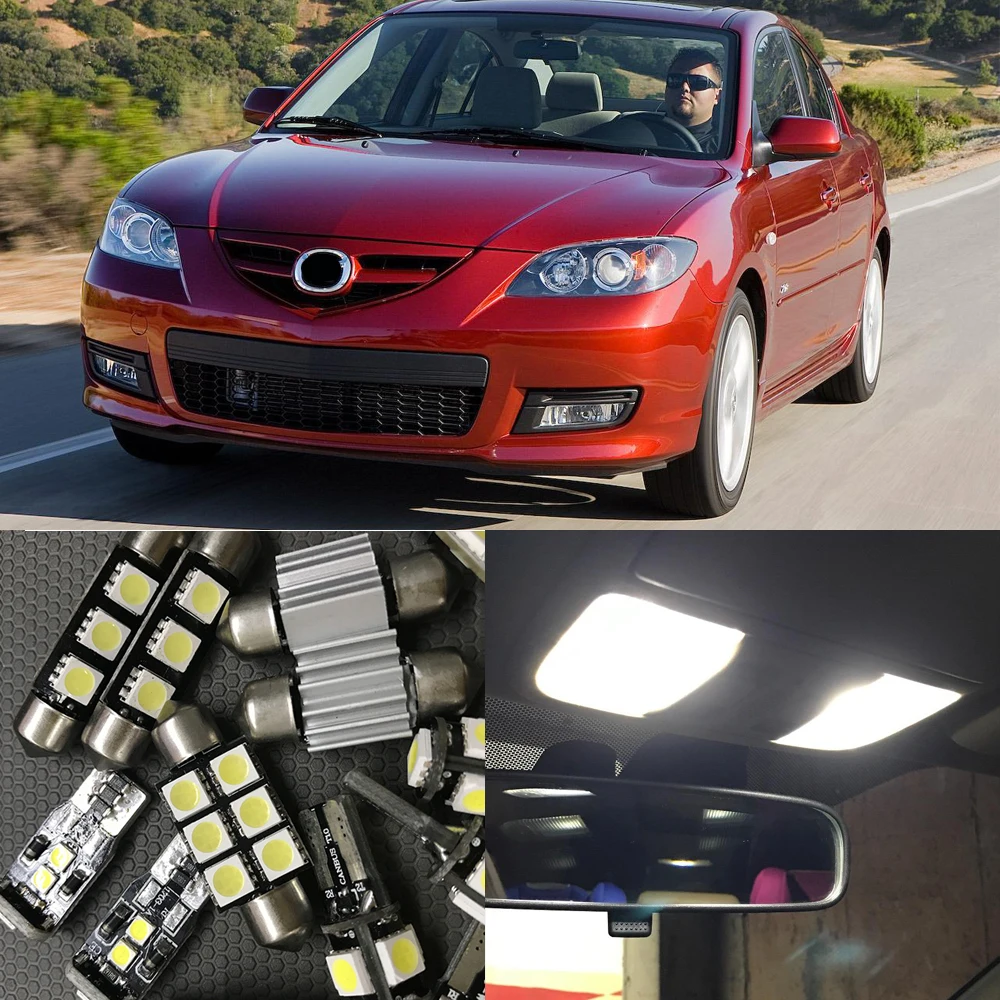

8x White Canbus Car LED Light Bulbs Interior Kit For 2004 2005 2006 2007 2008 2009 Mazda 3 Map Dome Trunk Led License Plate Lamp