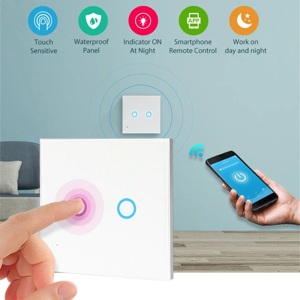 EU 2/3 Gang Touch Light Smart Switch WiFi Wall Switch Light Wireless