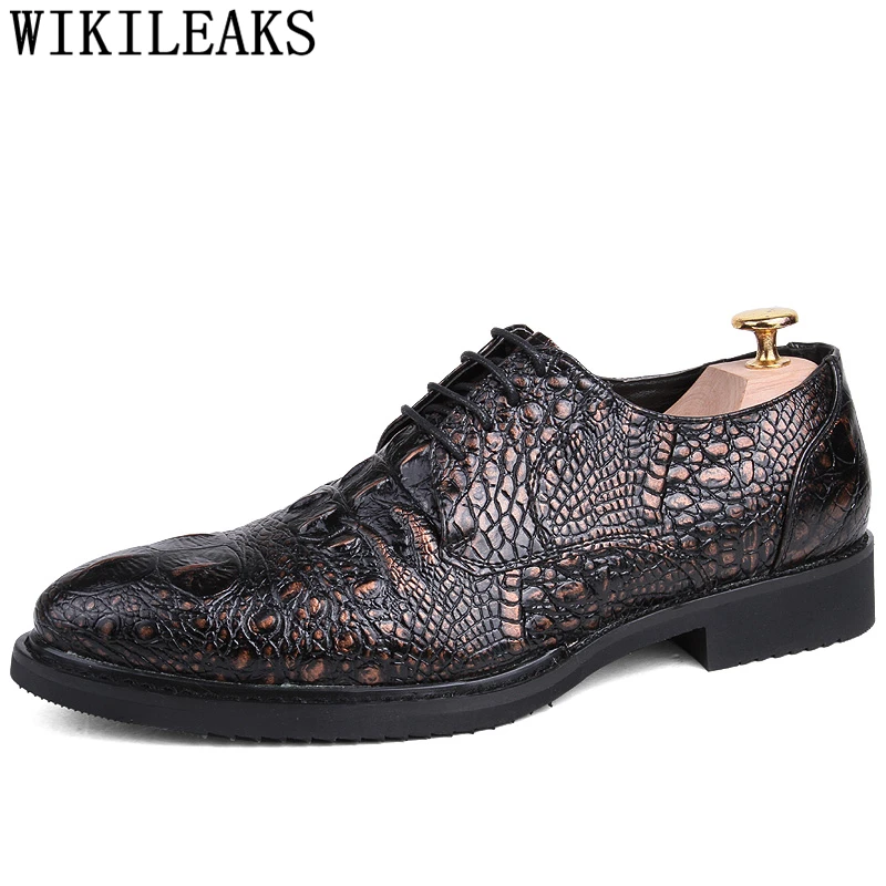 

Crocodile Shoes Men Elegant Italian Brand Classic Shoes Men Formal Coiffeur Business Shoes Men Oxford Leather Erkek Ayakkabi