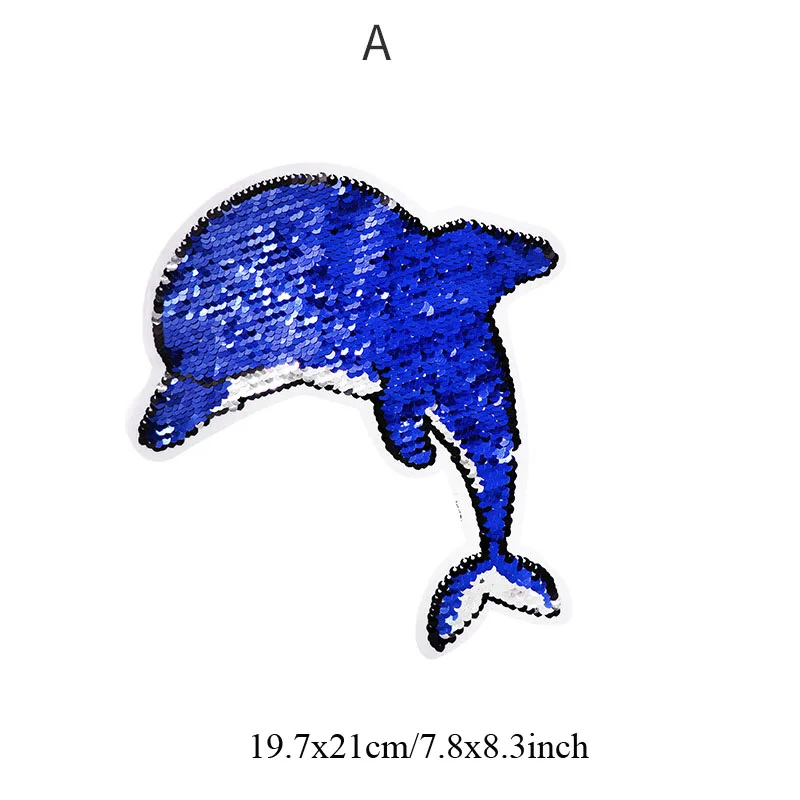 20pcs ropa Whale Dolphin двусторонние покрытые блестками патчи для одежды мультфильм блеск комбинезон лоскутный жакет аппликации DIY