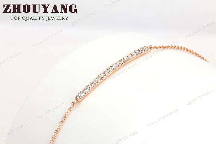 ZHOUYANG, высокое качество, ZYH126, лаконичный кристалл, розовое золото, браслет, ювелирное изделие, австрийские кристаллы