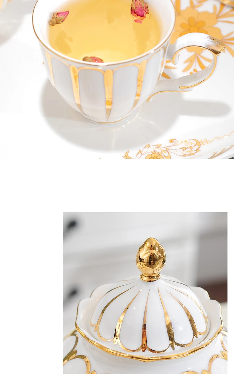 Европейский набор кофейных чашек, чайный горшок, поднос, роскошный набор чайных чашек из костяного фарфора, сахарный чайник, чайное время, день рождения, Креативные Свадебные подарки