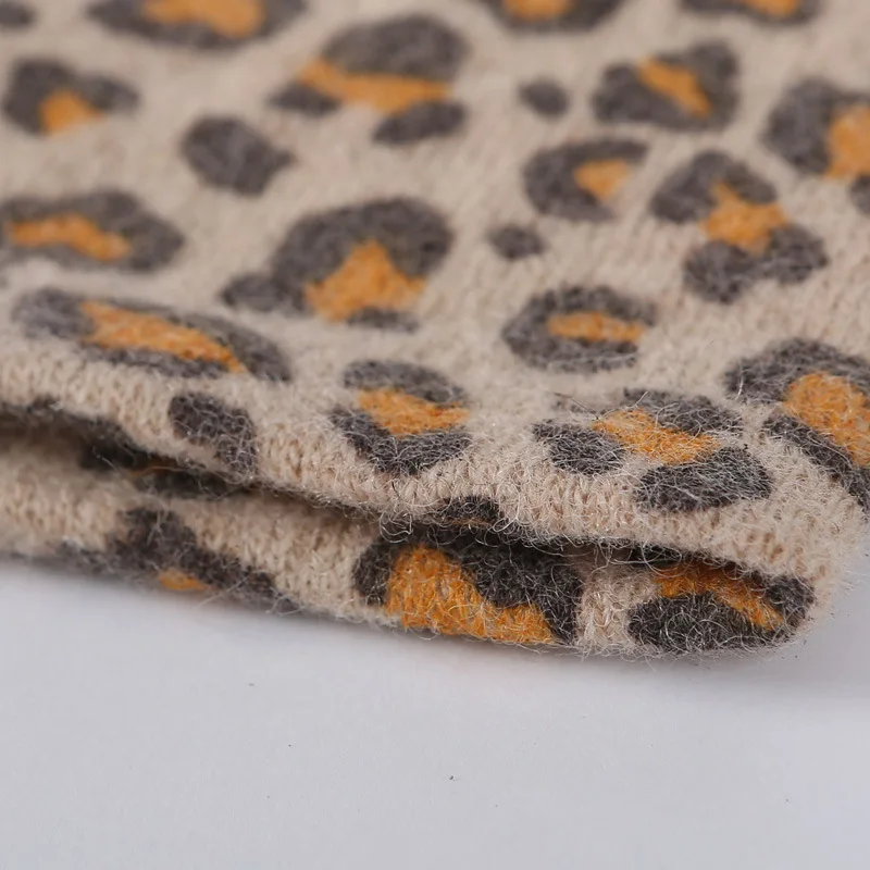 Женские осенне-зимние сексуальные перчатки, новые модные утепленные шерстяные перчатки с леопардовым принтом, 2 цвета, перчатки высокого качества