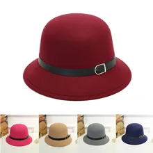 Женские теплые шерстяные шлепки; шапки; сезон осень-зима; однотонные модные шапки с широкими полями и поясом