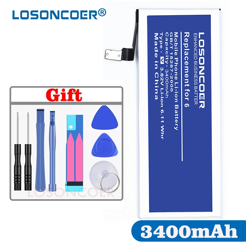 LOSONCOER 3400 мАч Замена для iPhone 6 Батарея Iphone6 6G Iphone6G + Бесплатные