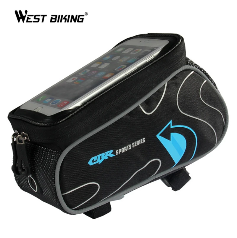 Flash Deal WEST BIKING Cycling MTB Bike Front Frame Top Tube Bag Bicycle Bags for 6 inch Phone Touch Screen Frame Front Tube Bicycle Bag 23