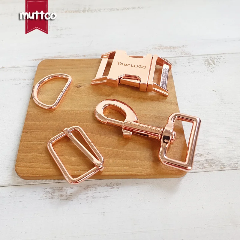 

50sets/lot (metal buckle+adjust buckle+D ring+metal dog clasp/set) engrave LOGO personalized buckle 30mm DIY dog accessories