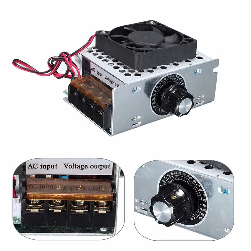 

1pc AC 220v 4000W SCR voltage Modulator Electric Fan Adjustable Motor Speed Controller Regulator For Water Heater Lamps Mayitr