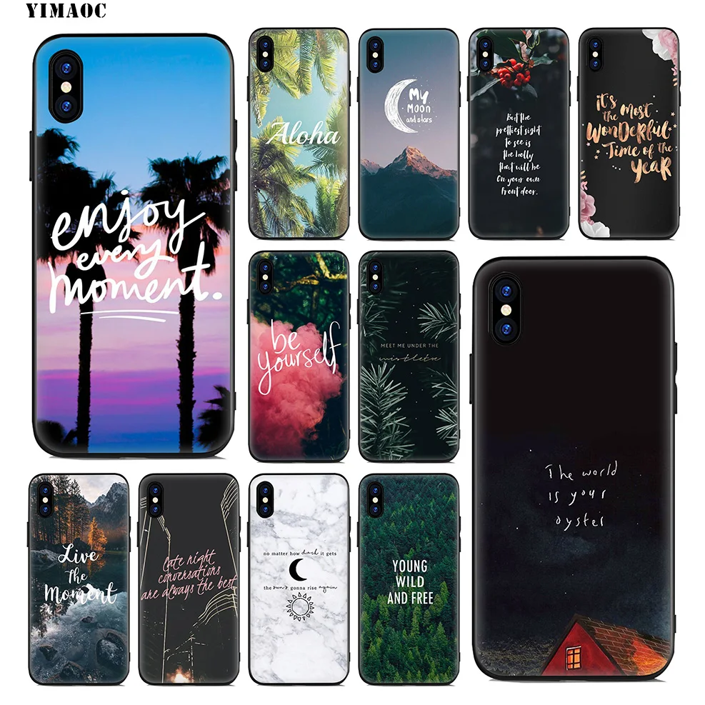 YIMAOC Scenary Positive Quotes Soft Silicone Case for iPhone 11 Pro Xr Xs Max X or 10 8 7 6 6S Plus 5 5S SE |