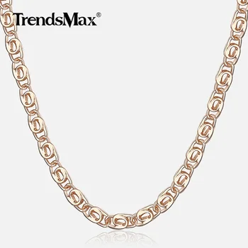 

Womens 585 Rose Gold Necklace Thin Snail Link Paperclip Chain Necklaces For Women Elegant Fashion Jewelry Girl Gifts 2.5mm CN15
