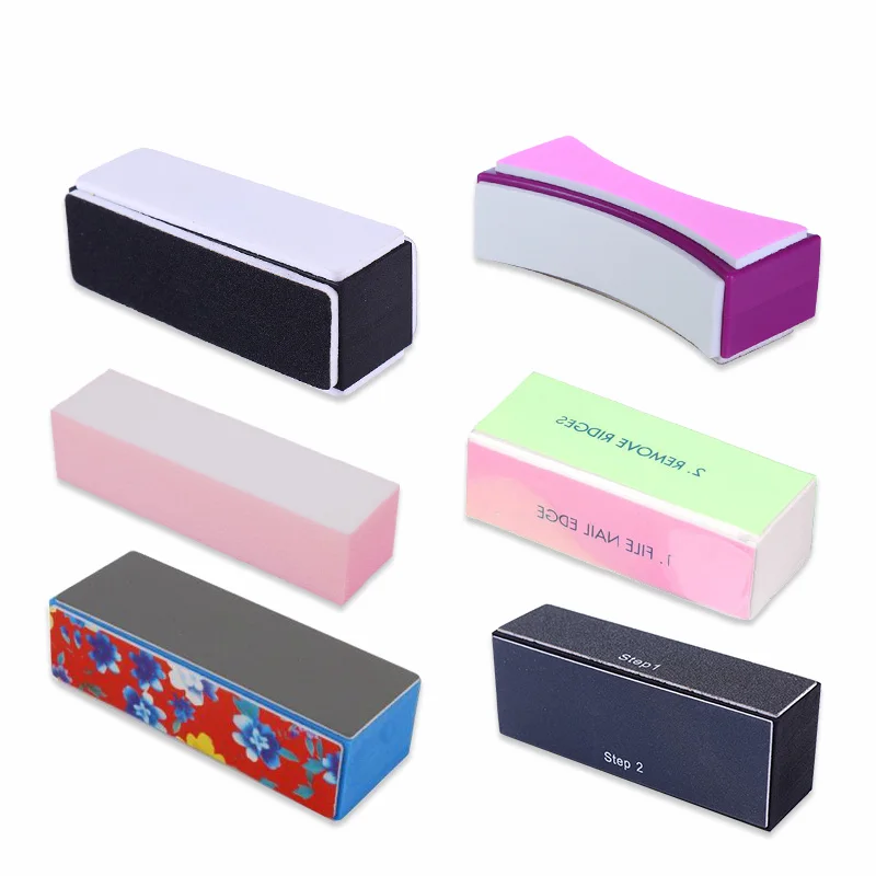 

1 Pc Nail Buffers Curve Straight Sanding Sponge Files Grinding Polishing Black Pink Nail File Manicure Nail Art Tool Kit
