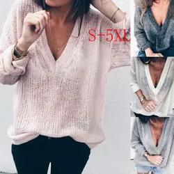 Женский весенний свитер открытый прозрачный v-образный вырез сексуальный женский пуловер Плюс Размер 4XL 5XL джемпер кашемир