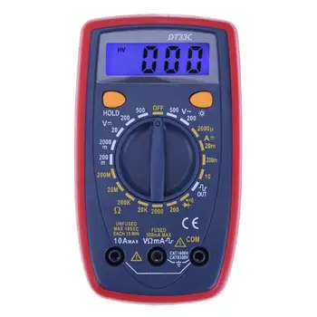 

100pcs DT33C LCD Digital Back Light AC/DC Multimeters AC/DC Ammeter Voltmeter Ohm Electrical home Tester kitchen tools