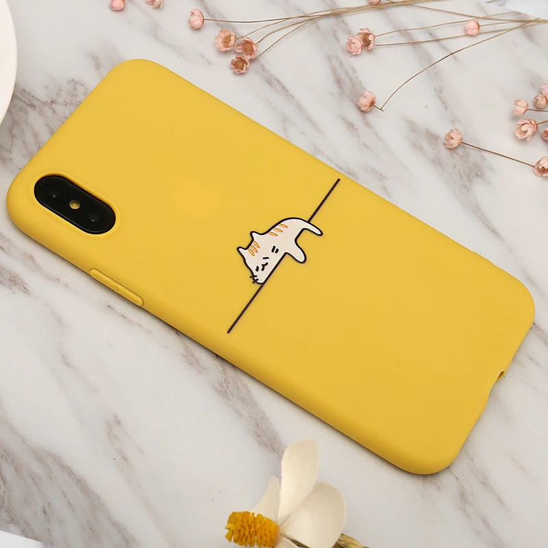 Милый котенок жирафа желтый чехол для iphone X XR XS Max 5 5S SE 6 6S 7 8 Plus чехол для iphone 11 Pro максимальный чехол Coque Fundas