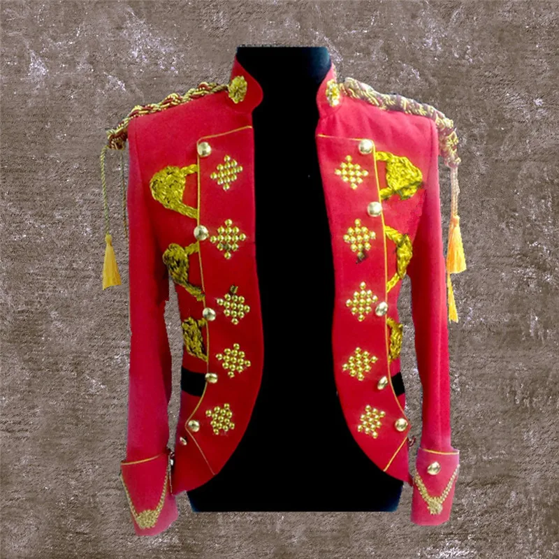 Style Or Glands Angleterre Cristaux Hommes Chanteur Manteaux white Veste Mâle Discothèque Performance Danse Scintillant Cour Costume Vêtements Bar Black red De ZPkXiu
