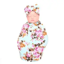 Конверт для новорожденных детские пеленки Набор 2 шт./компл. милые детские бантом Цветочный принт Повседневное Пеленальное Одеяло вязаная повязка для фотосессий