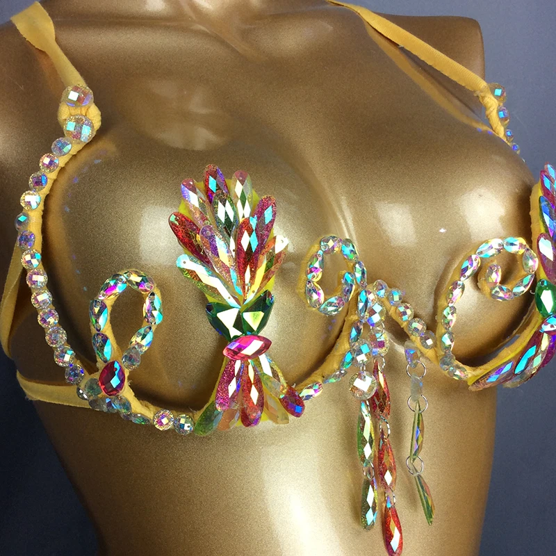 Dança do Ventre Samba Carnaval Arco-íris Azul Royal Pedra Fio Bb004 Bra 4 Pijamas e Moda Íntima